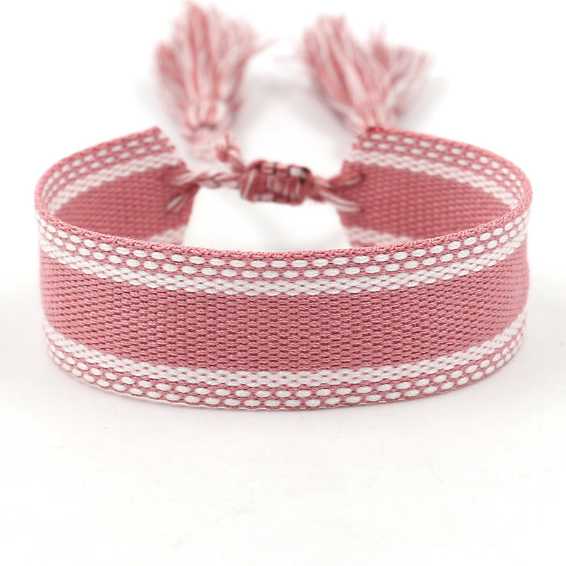 Wholesale Custom Embroidered Tassel Woven DIY Polyester Bracelet !Please Contact Us WhatsApp:+86 151 6820 1735 Custom Service for Help